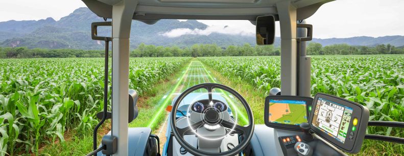 5g,Autonomous,Tractor,Working,In,Corn,Field,,Future,Technology,With